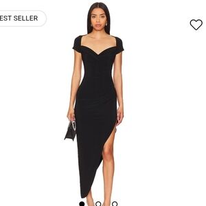 New Norma Kamali Cap Sleeve Sweetheart Side Drape Gown Large